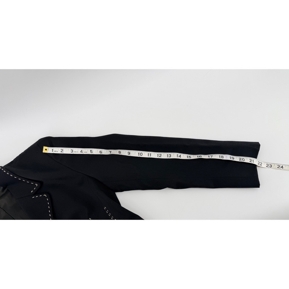VTG Lolita Lempicka Paris Black Contrast Pick Stitch Tailored Blazer Jacket - Picture 5 of 8